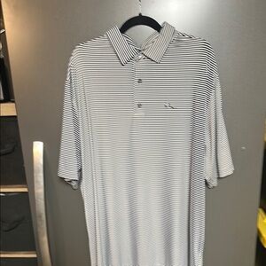 Men's Striped Polo Shirt - Black and White